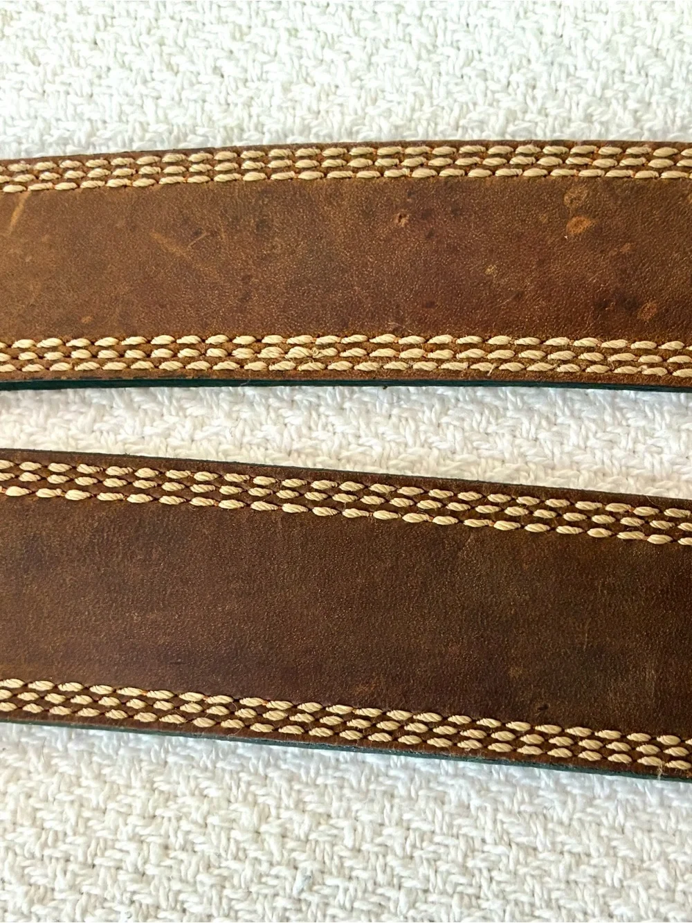 Men's Brown Leather Belt with Metal Buckle